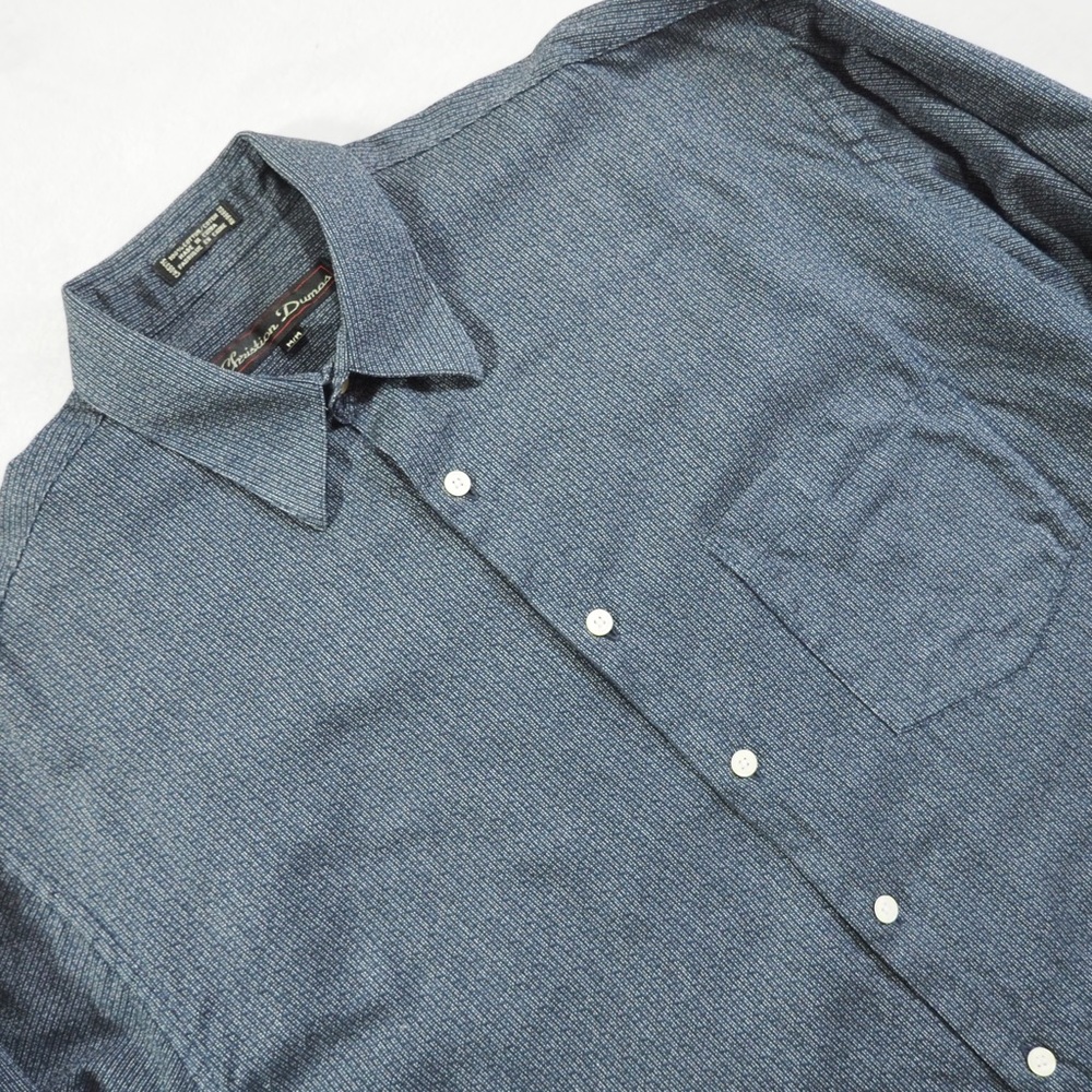 Christian Dumas Sz M  Blue Textured Men's Dress Shirt 100% Cotton